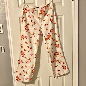 NWOT INC Stretch white floral slack pants